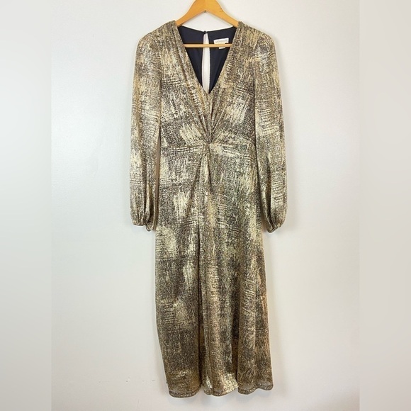 MONSOON Vanessa Midi Twist Dress Gold - Picture 4 of 16